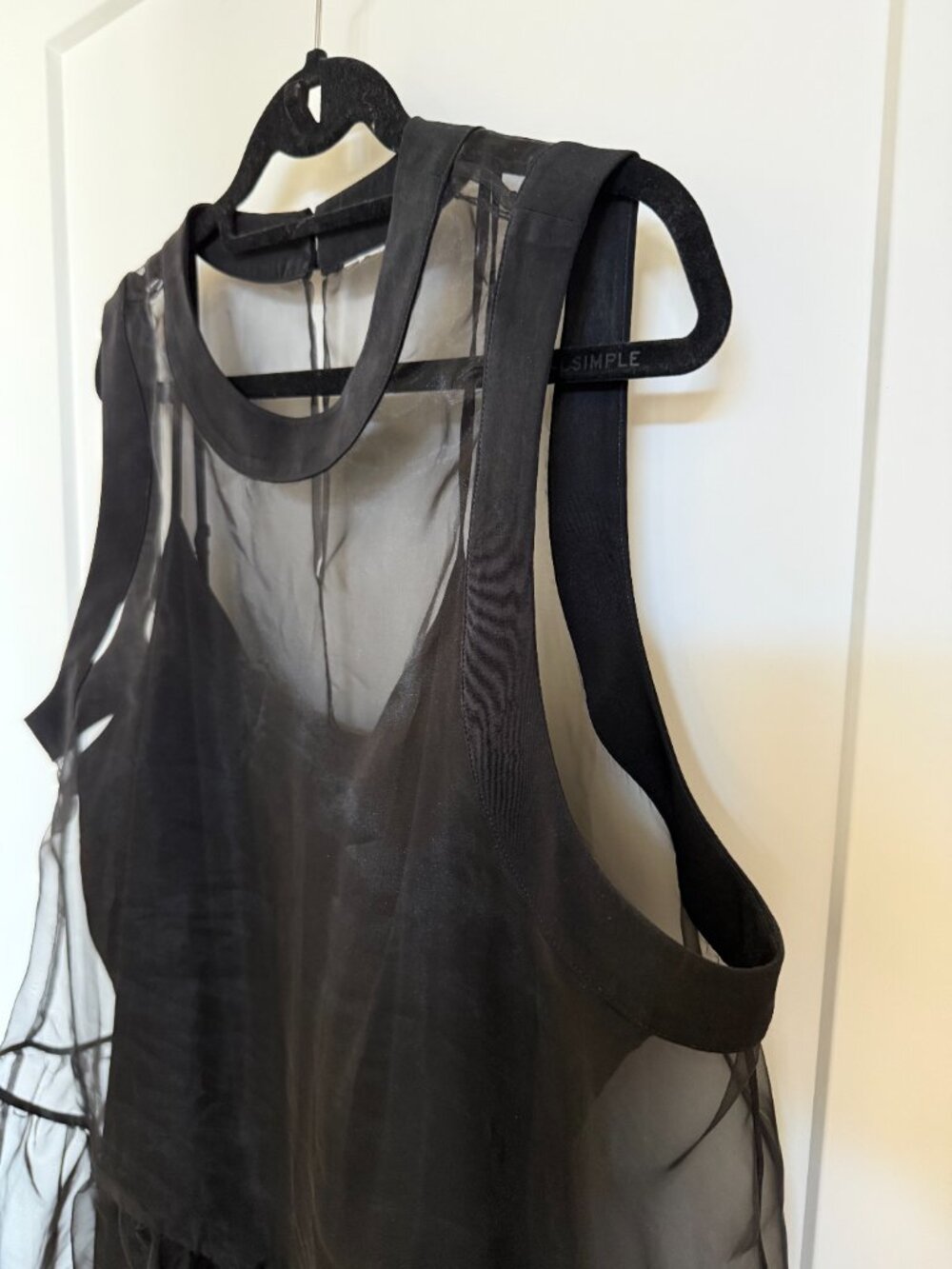 BHLDN Kendall Sleeveless High-Neck Organza Mini Dress / Black / XL - Picture 3 of 9